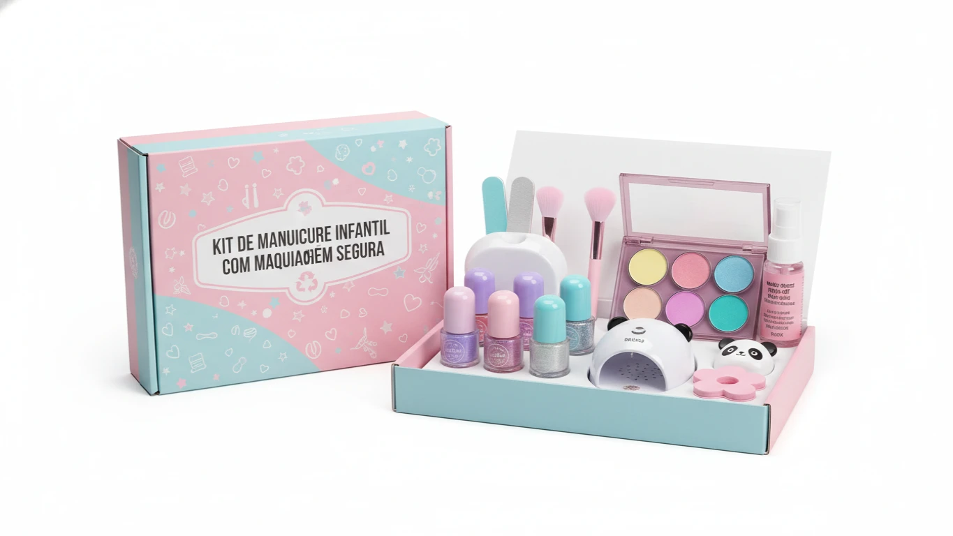 Kit de Manicure Infantil com Maquiagem Segura