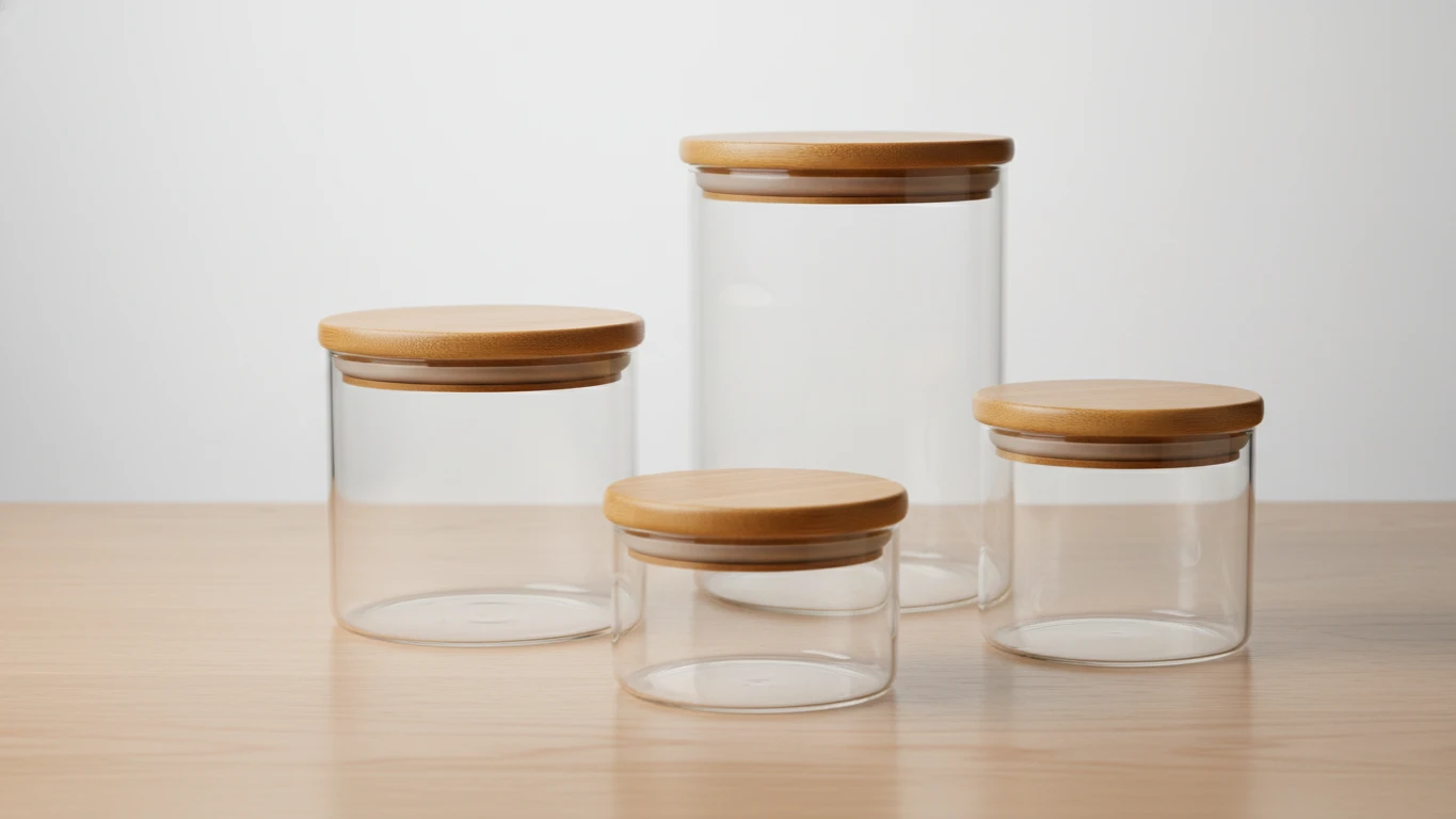Kit de Potes Herméticos em Vidro e Bambu
