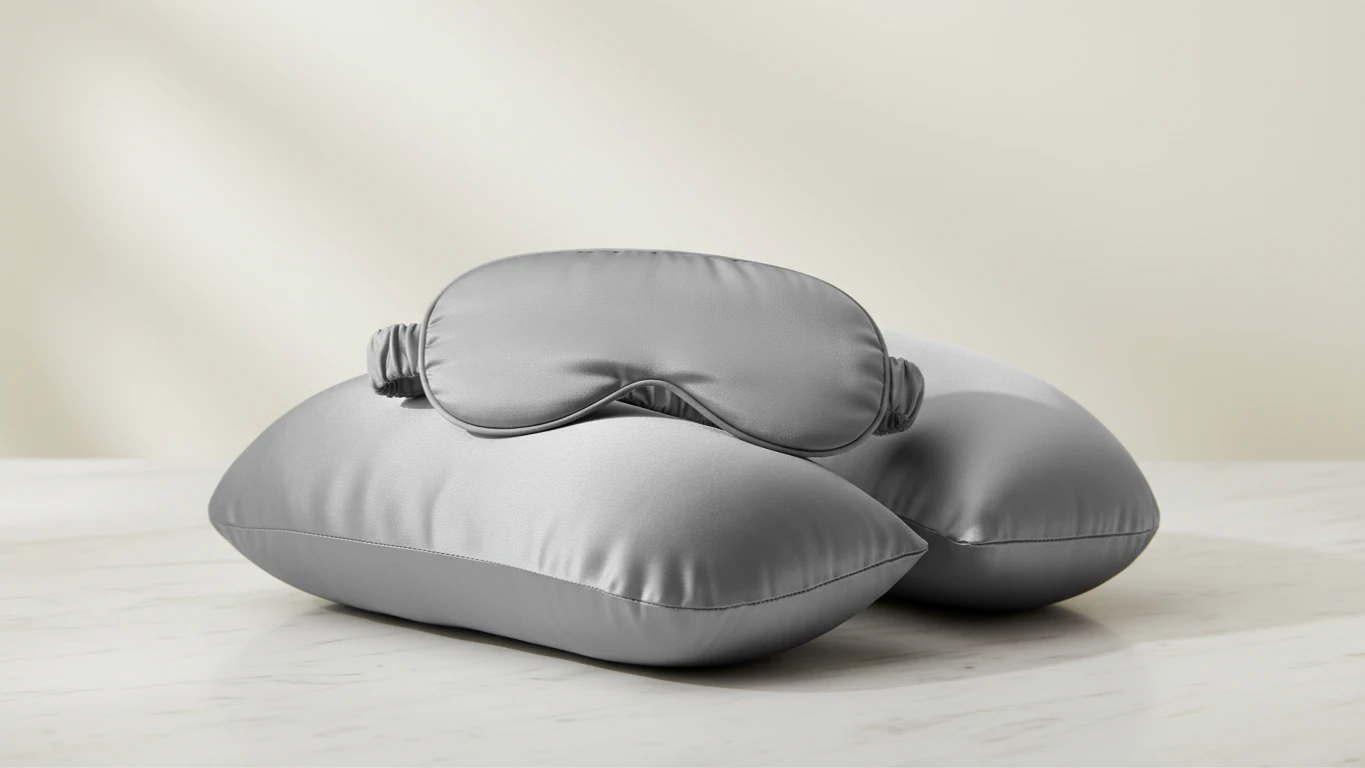 Kit de Viagem Relax: Almofada e Máscara de Seda