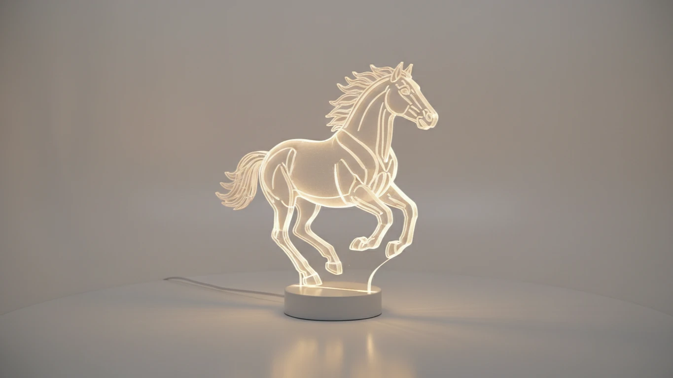 Luminária 3D de Cavalo com LED
