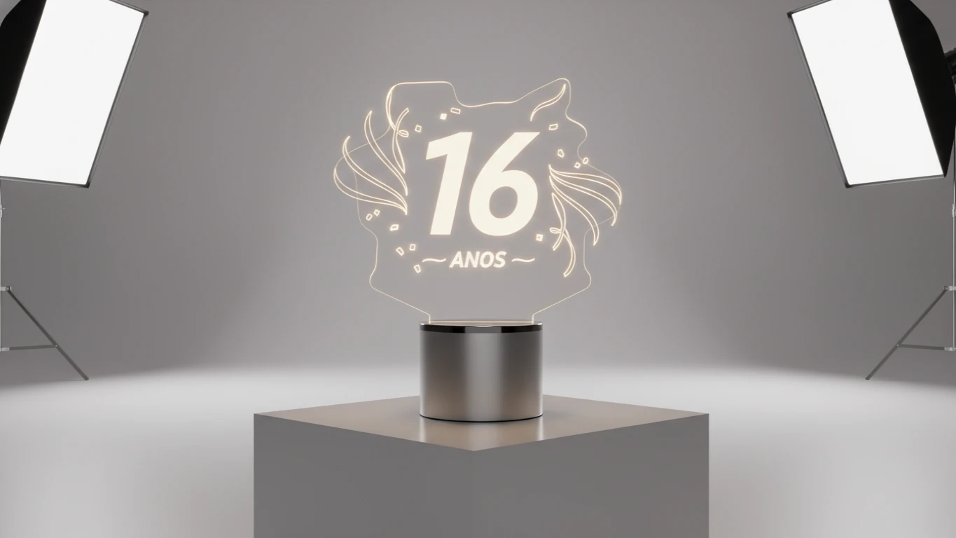 Luminária LED Personalizada 16 Anos