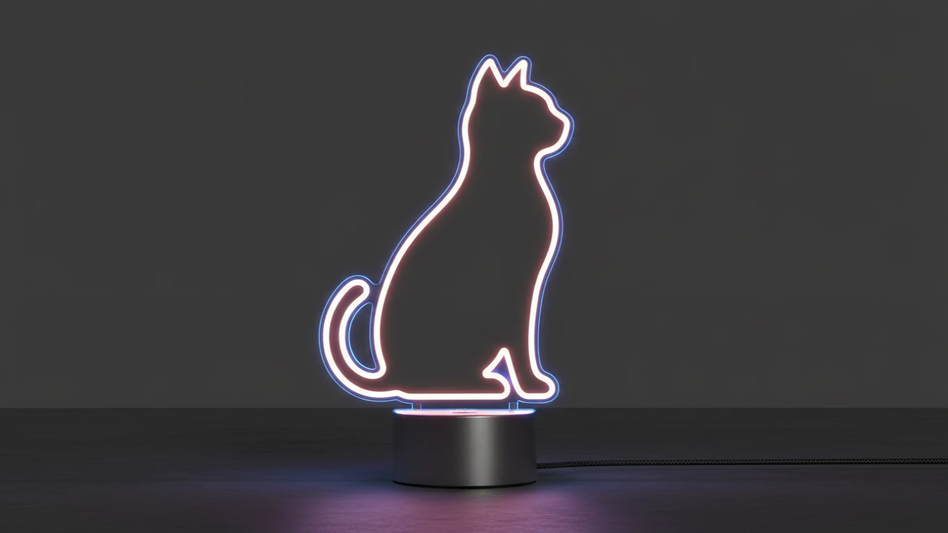 Luminária Neon LED Silhueta de Gato