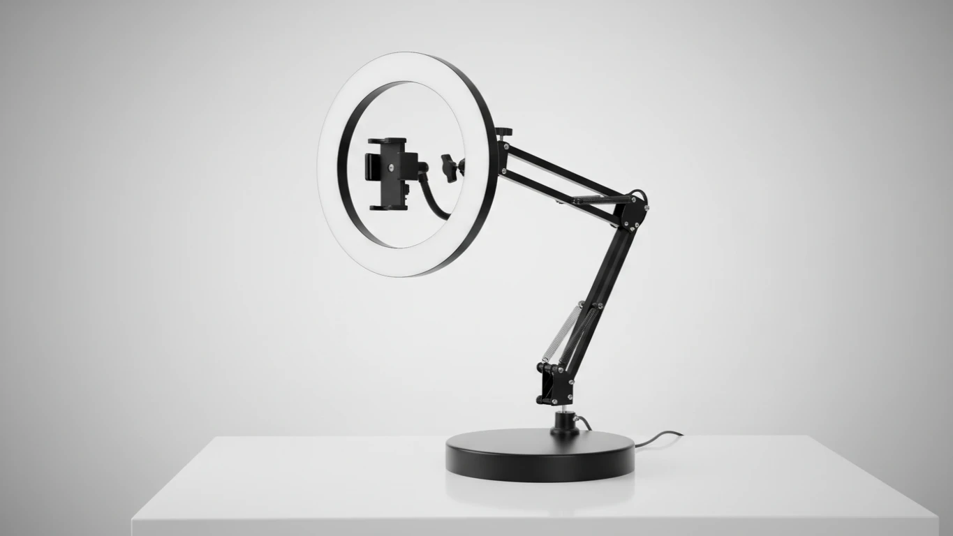 Luminária Ring Light de Mesa Articulada
