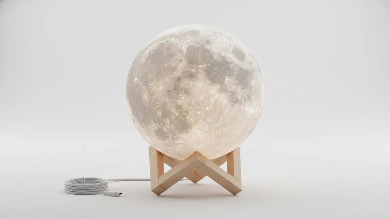 Luminária de Lua 3D Recarregável