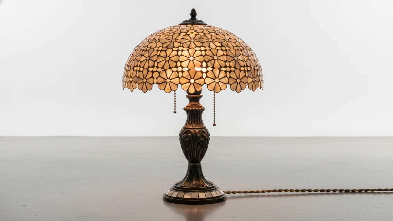 Luminária de Mesa Estilo Vintage com Madrepérola