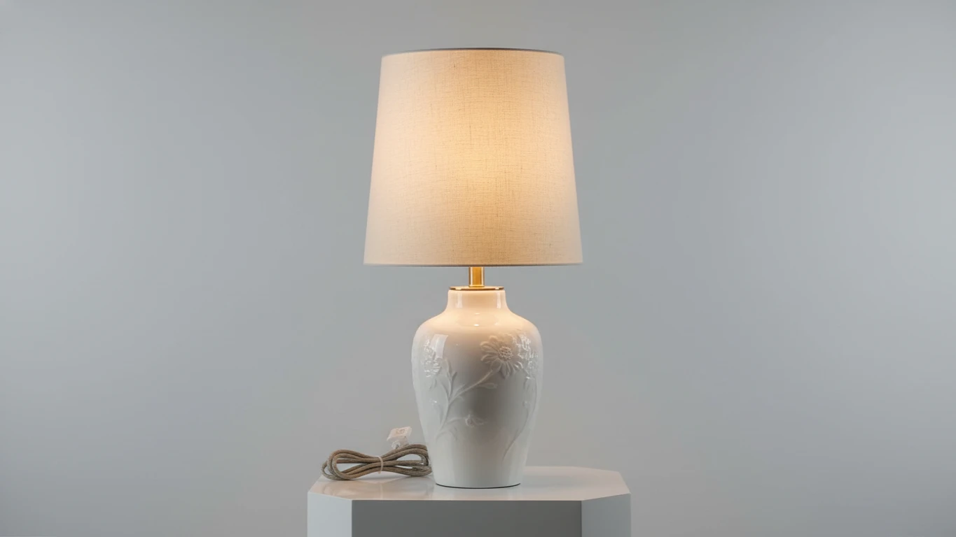 Luminária de Mesa com Base em Porcelana