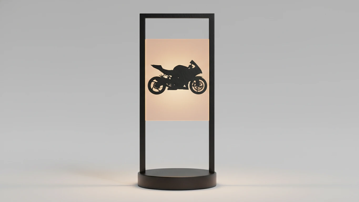 Luminária de Mesa com Silhueta de Moto