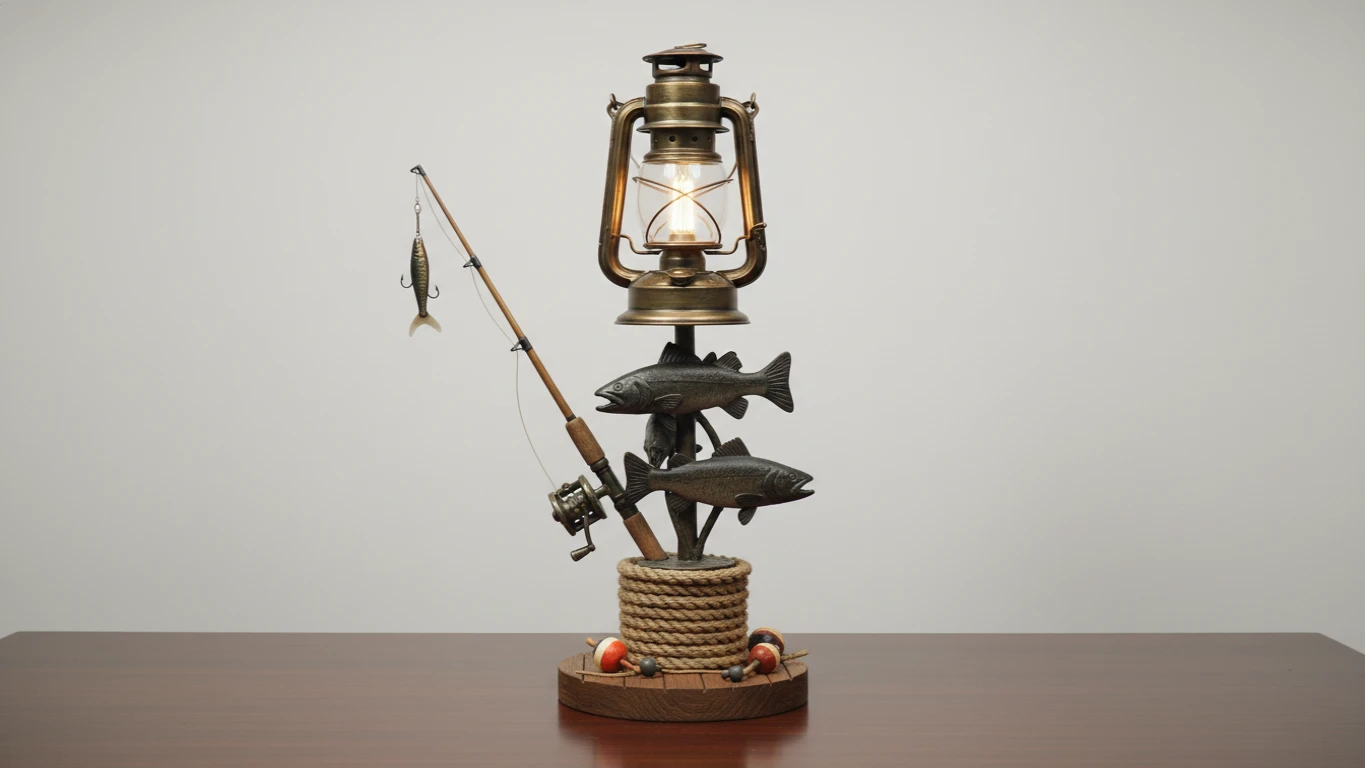 Luminária de Mesa com Temática de Pesca