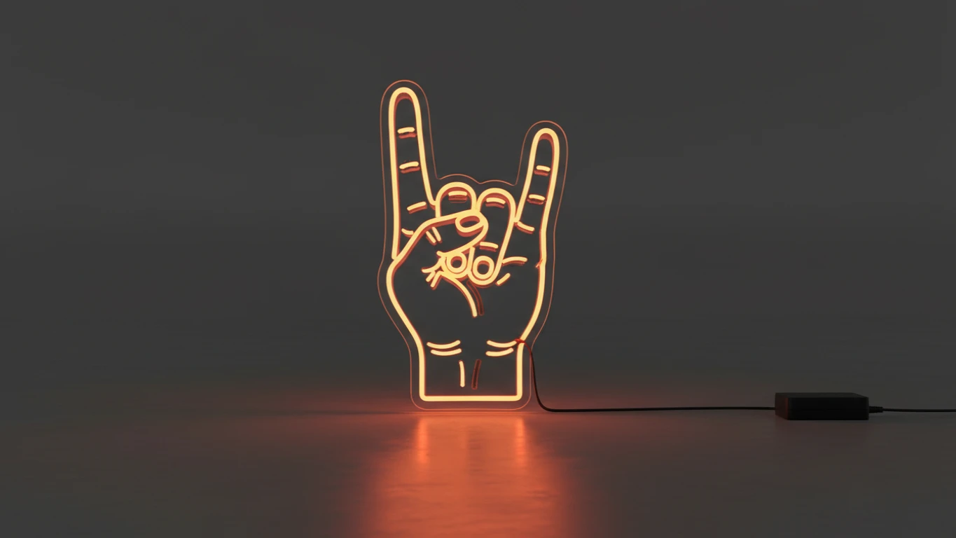 Luminária de Neon Mão do Rock