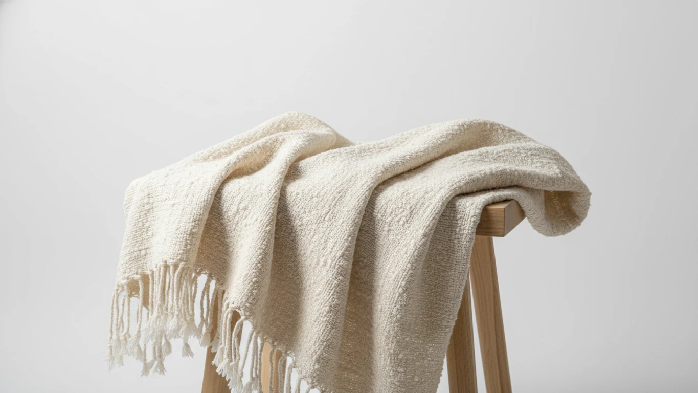 Manta Decorativa em Algodão Cru