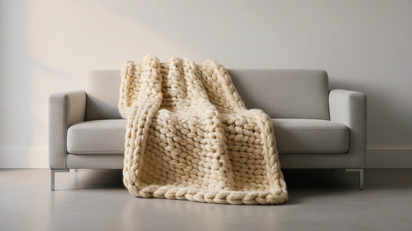 Manta de Sofá em Tricô Gigante
