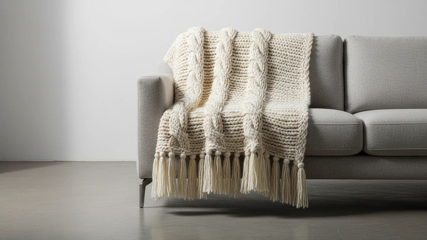 Manta de Tricô Decorativa para Sofá