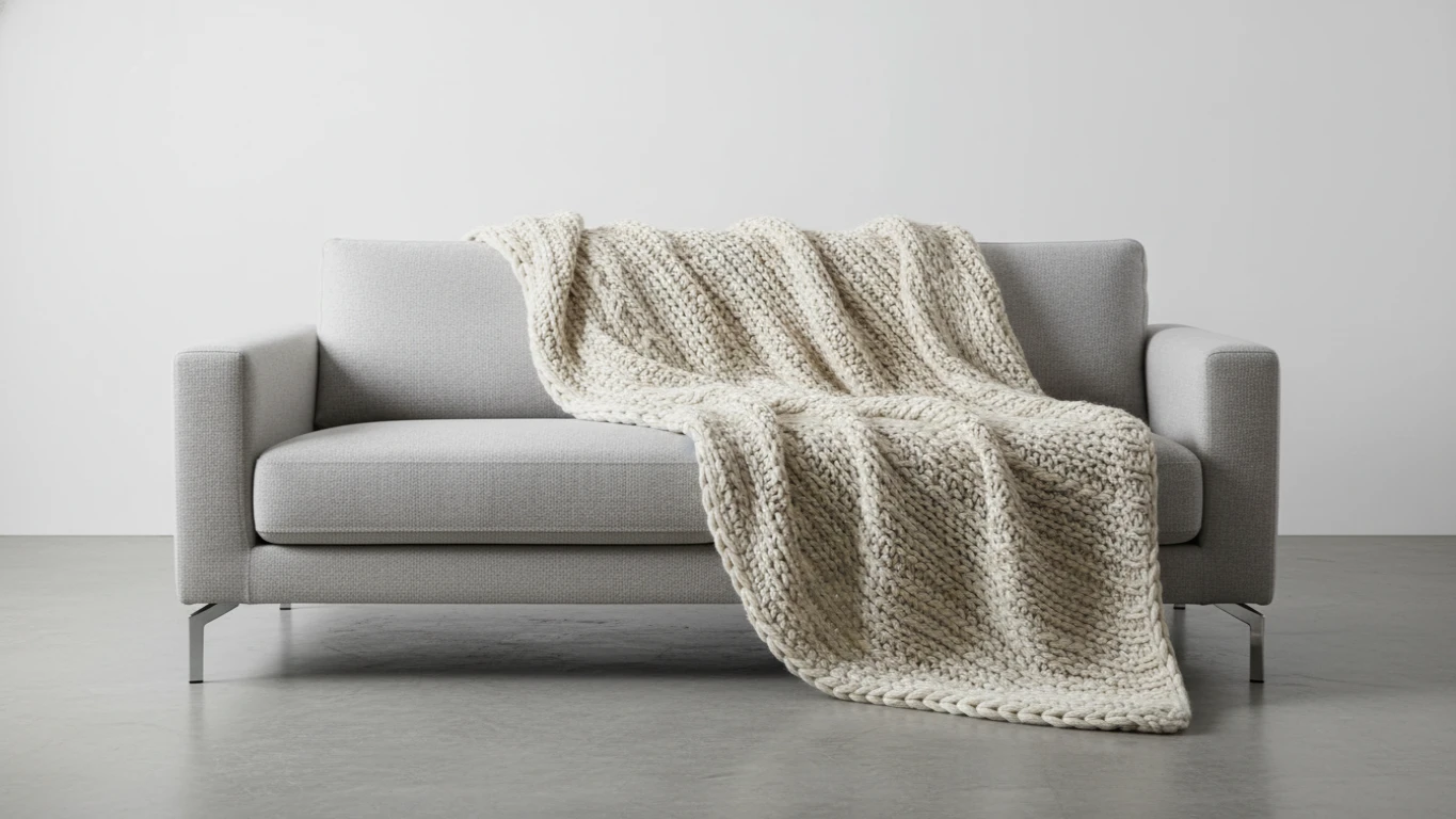 Manta de Tricô de Algodão para Sofá