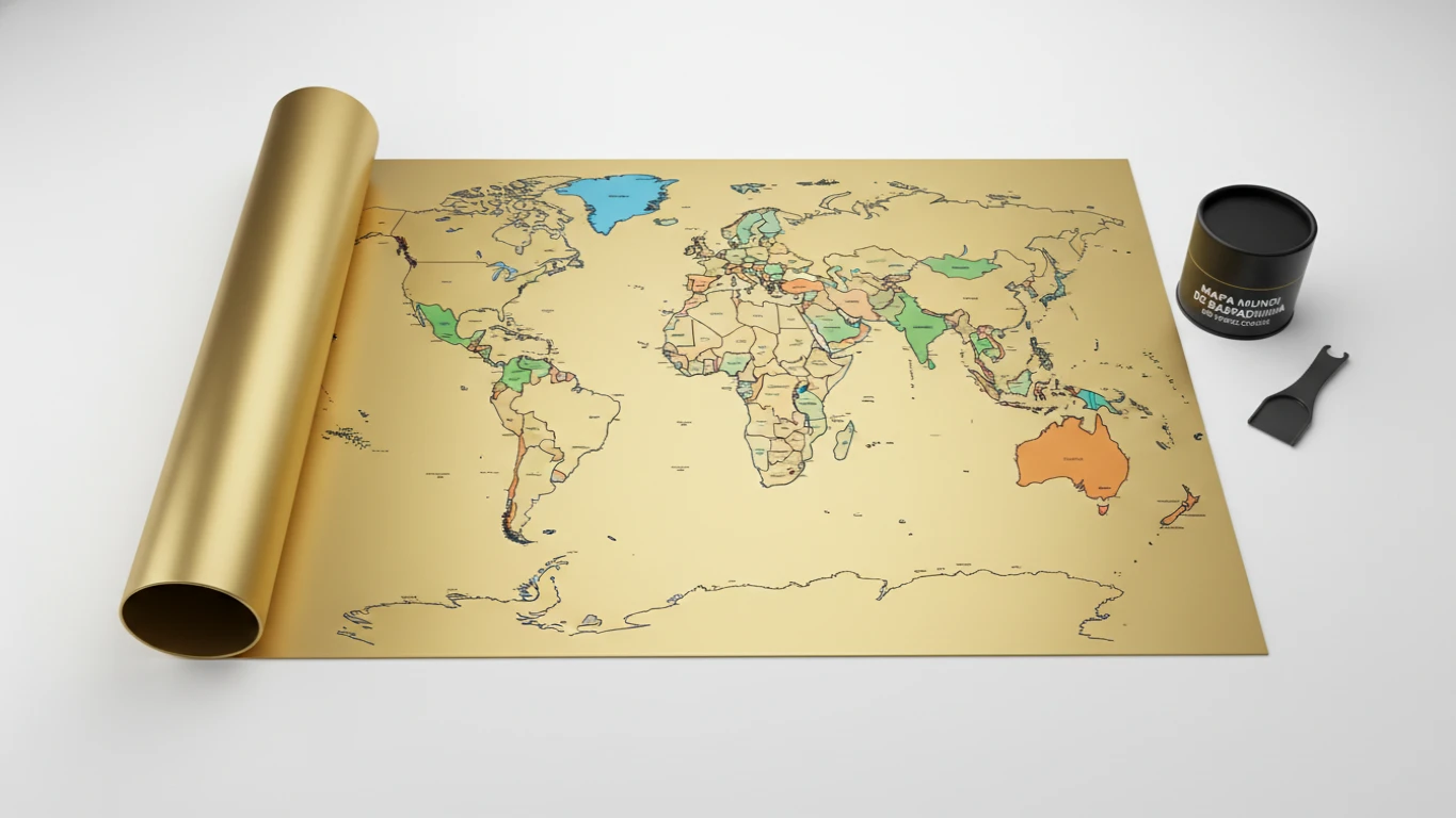 Mapa Mundi de Raspadinha em Papel Couchê