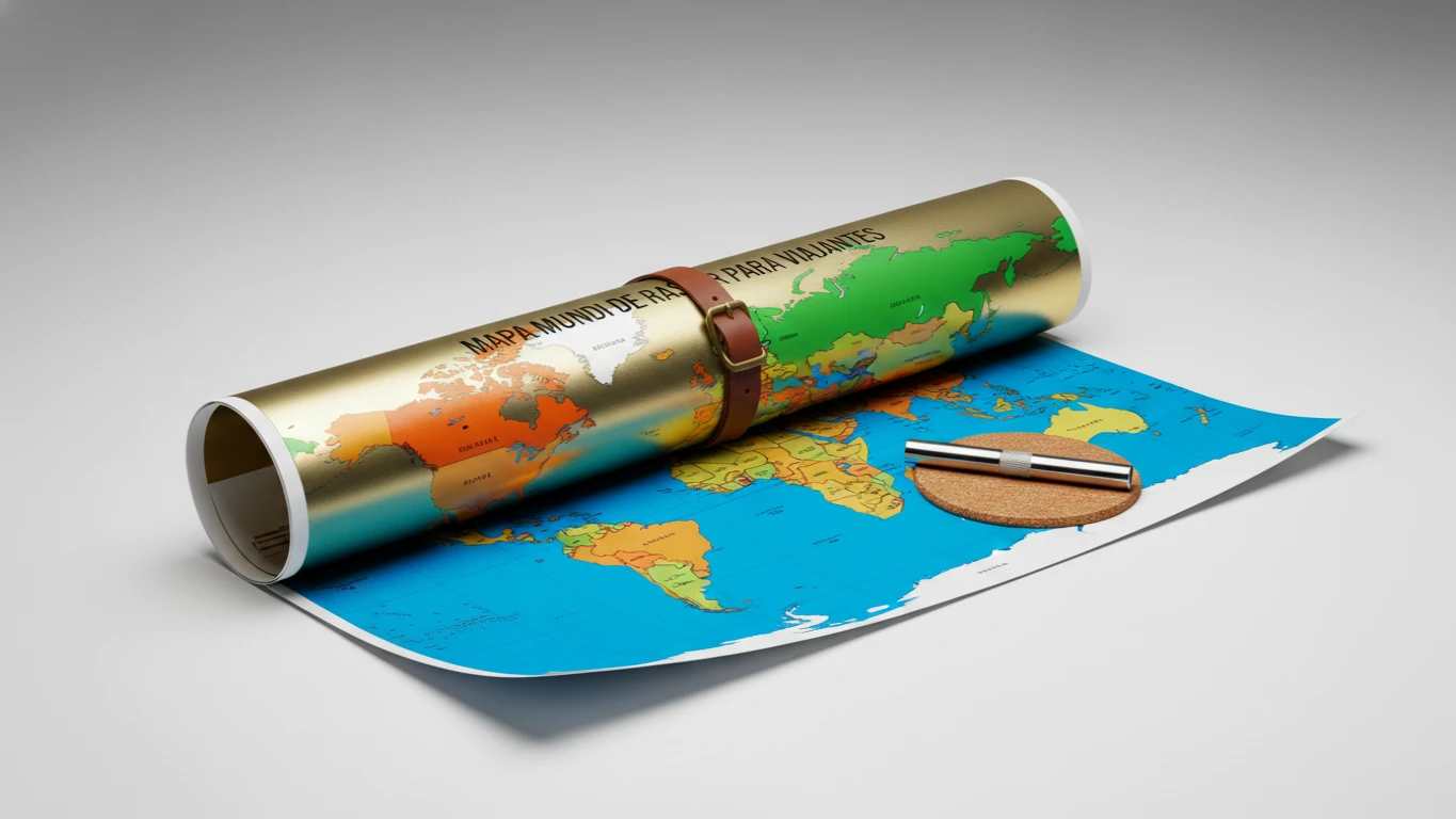 Mapa Mundi de Raspar para Viajantes