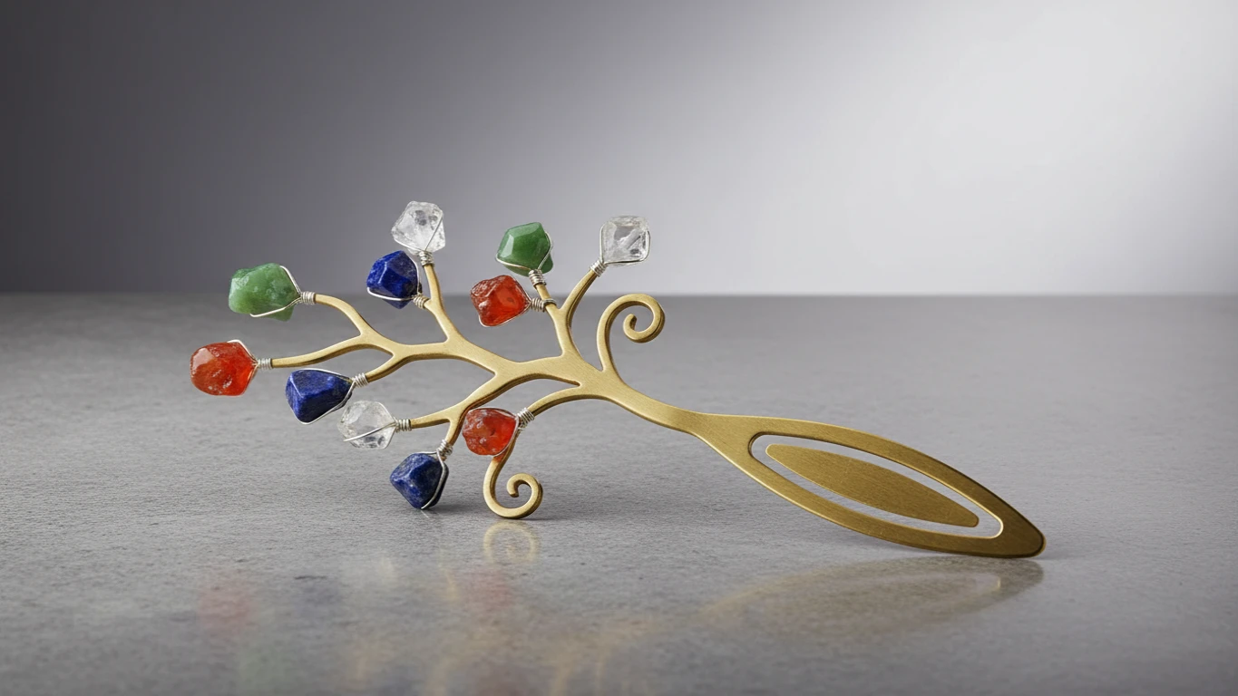 Marcador de Página em Metal e Pedras