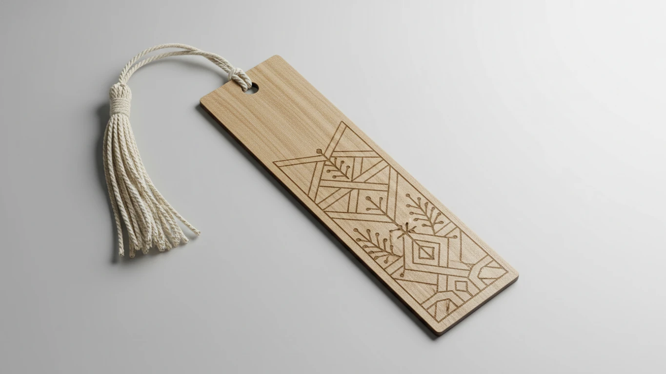 Marcador de Páginas em Madeira com Gravação a Laser