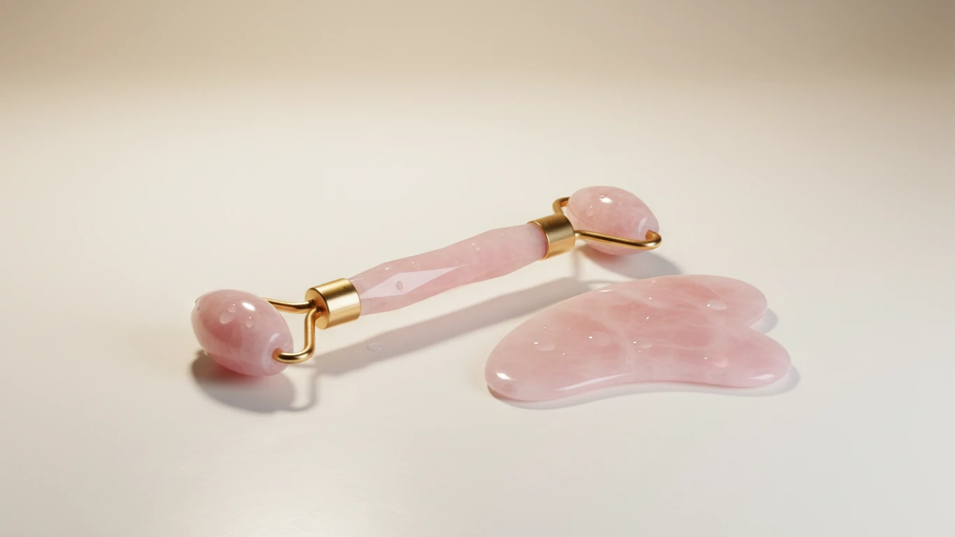 Massageador Facial de Quartzo Rosa e Gua Sha