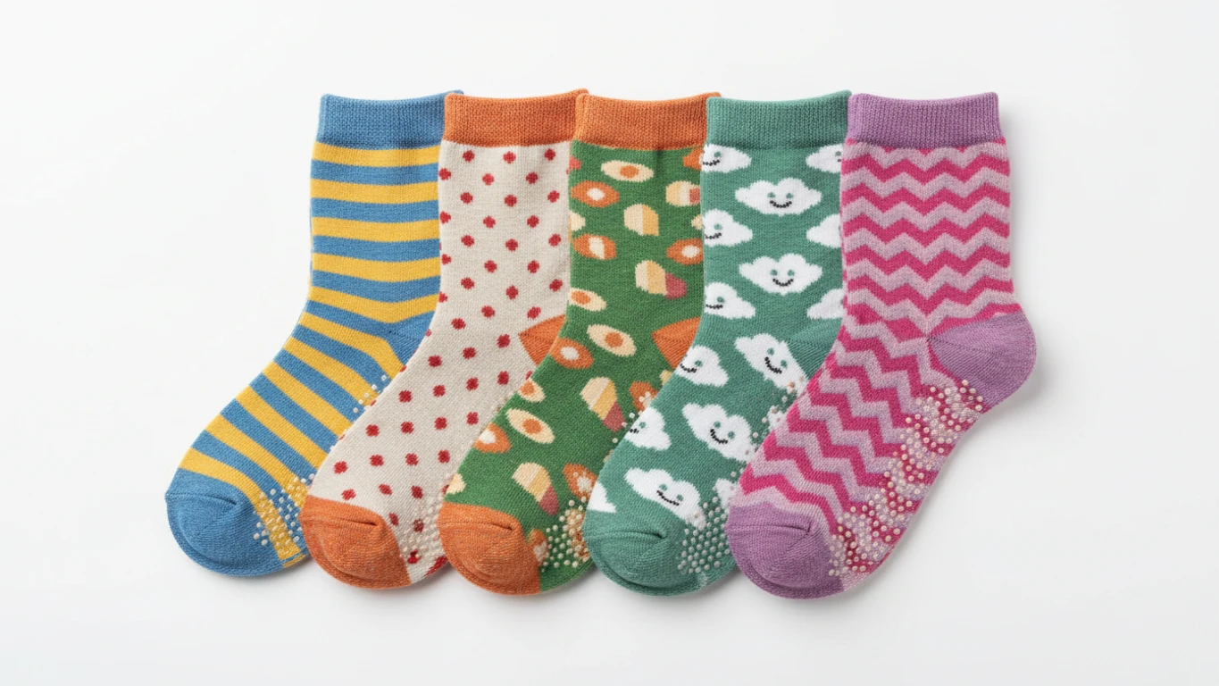 Meias Divertidas Antiderrapantes em Algodão (Kit com 5)