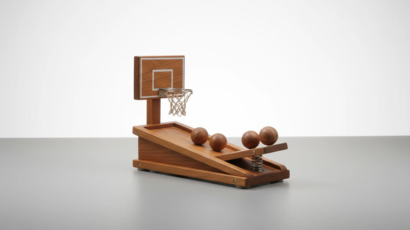 Mini Jogo de Basquete de Mesa em Madeira