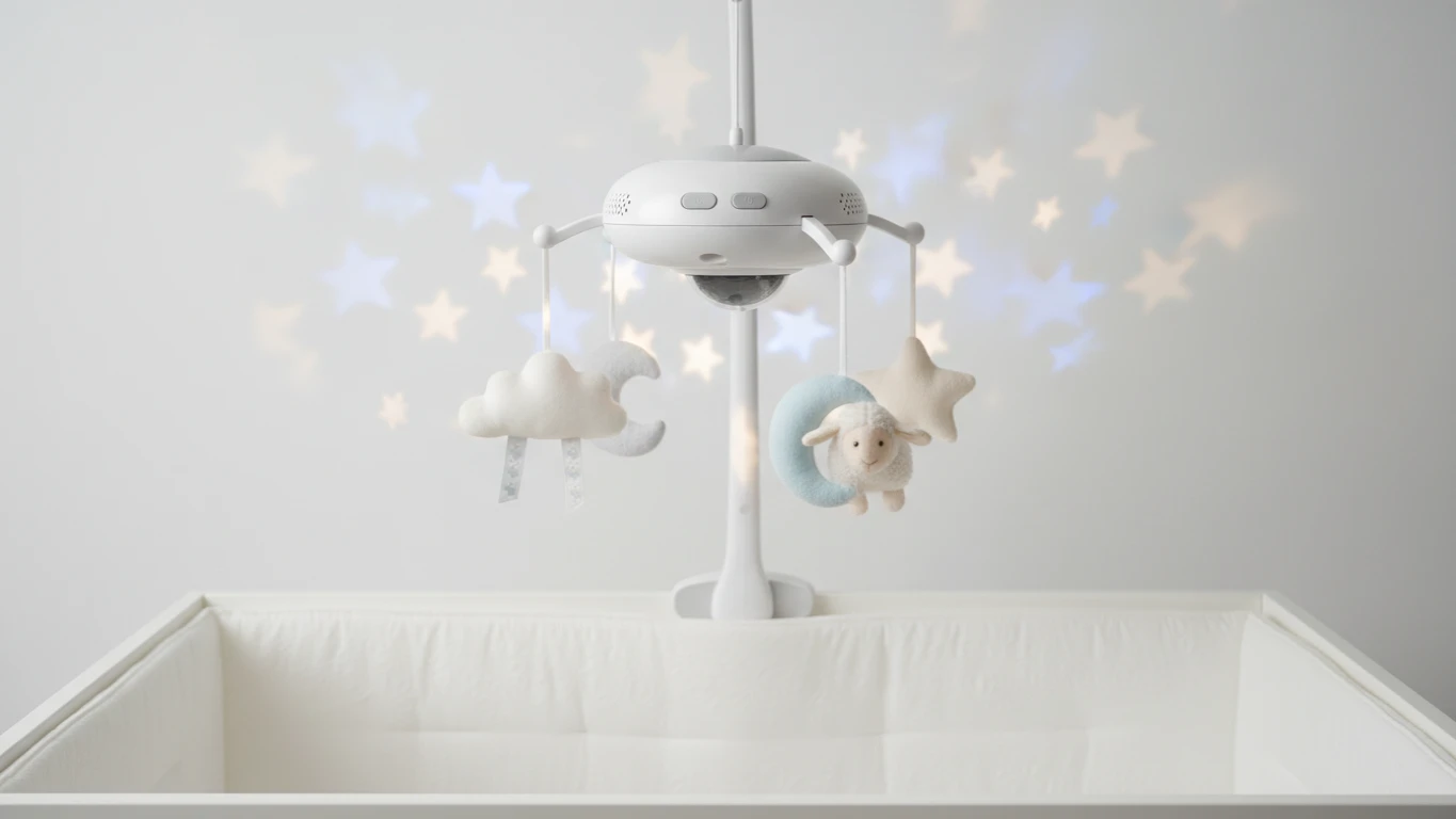 Móbile Musical para Berço com Projetor de Estrelas