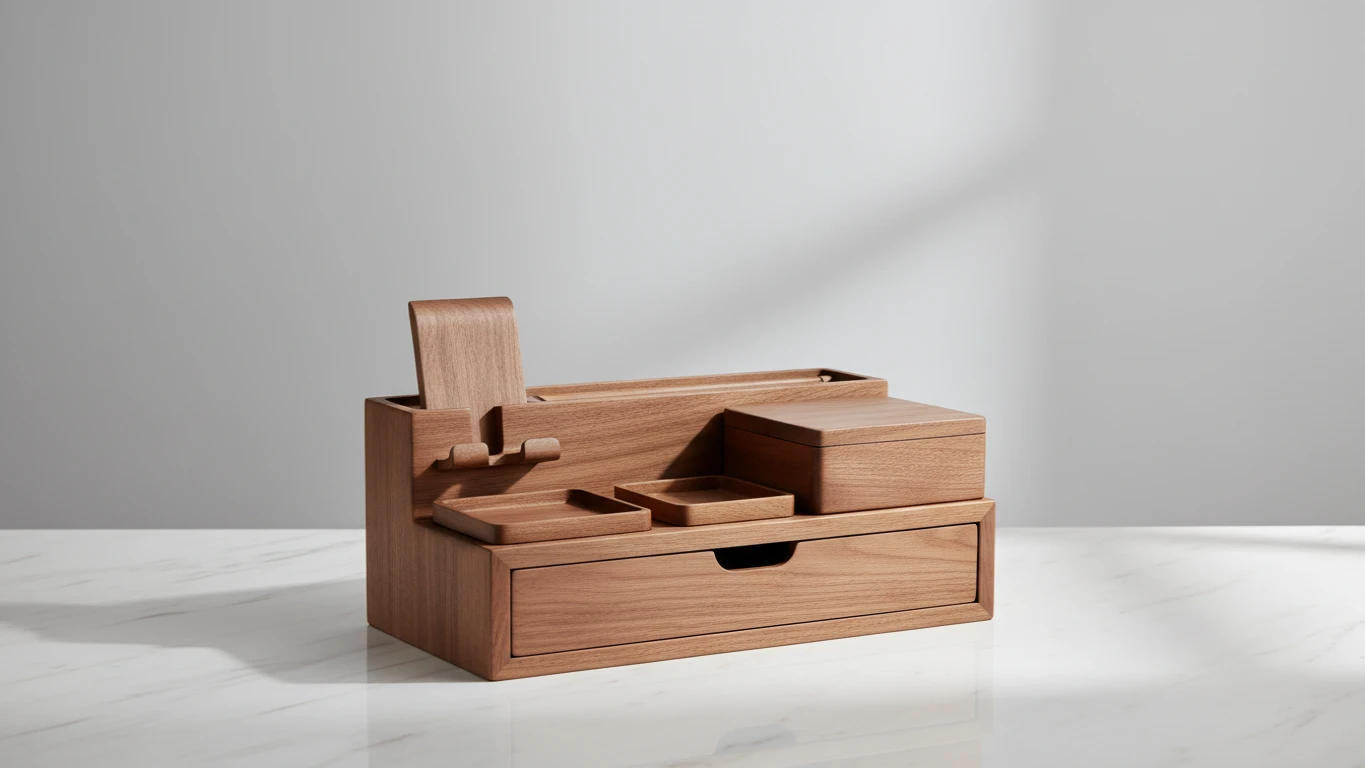 Organizador de Mesa Multifuncional em Madeira