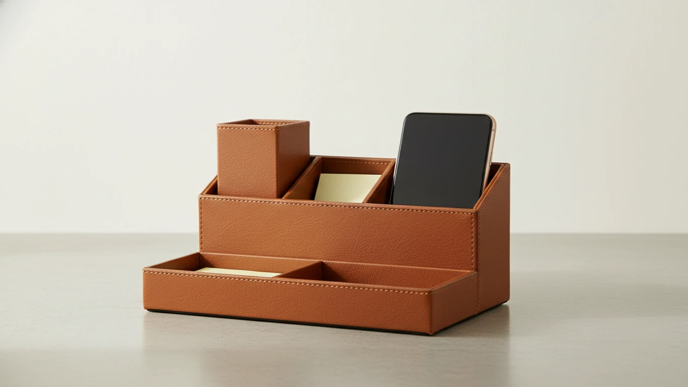 Organizador de Mesa em Couro Sintético