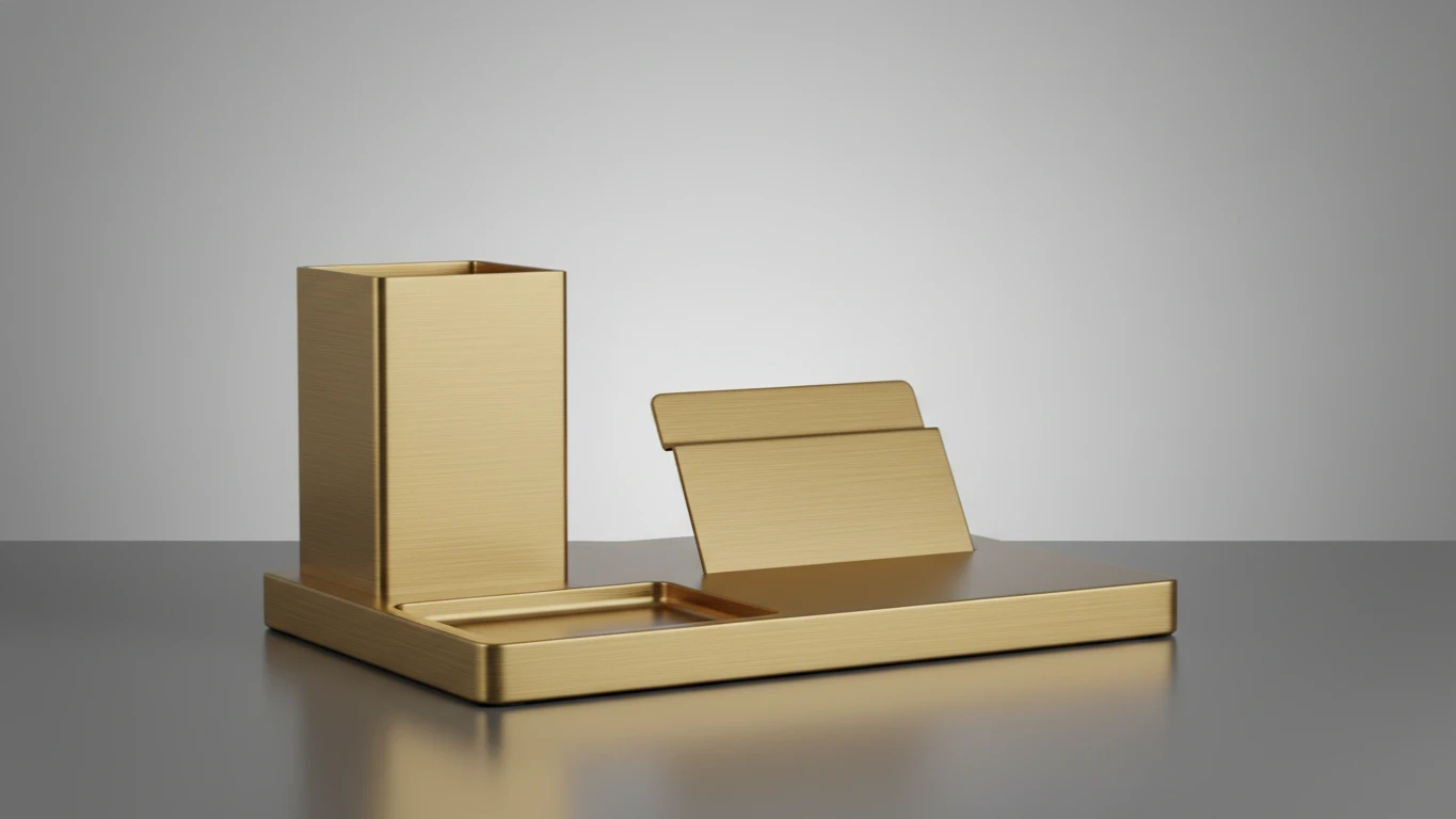 Organizador de Mesa em Metal Escovado