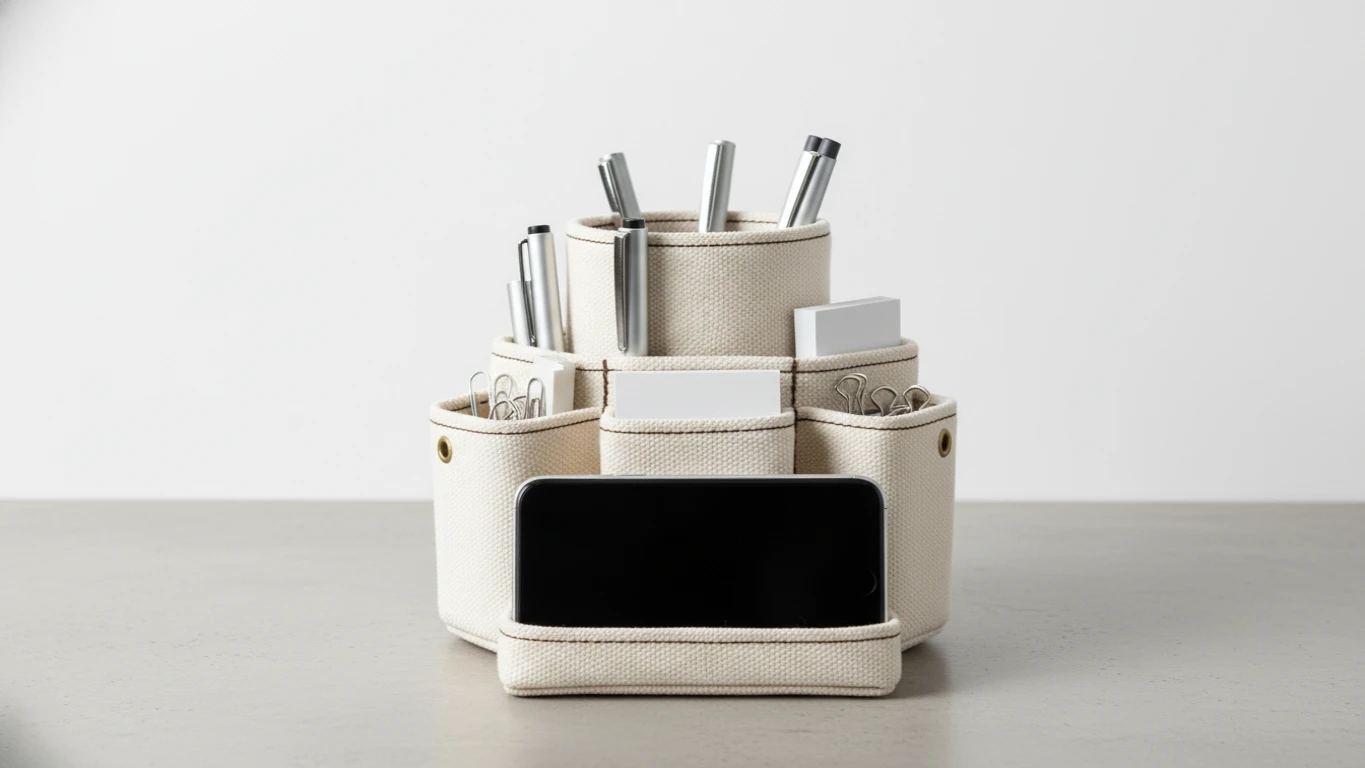 Organizador de Mesa em Tecido Canvas