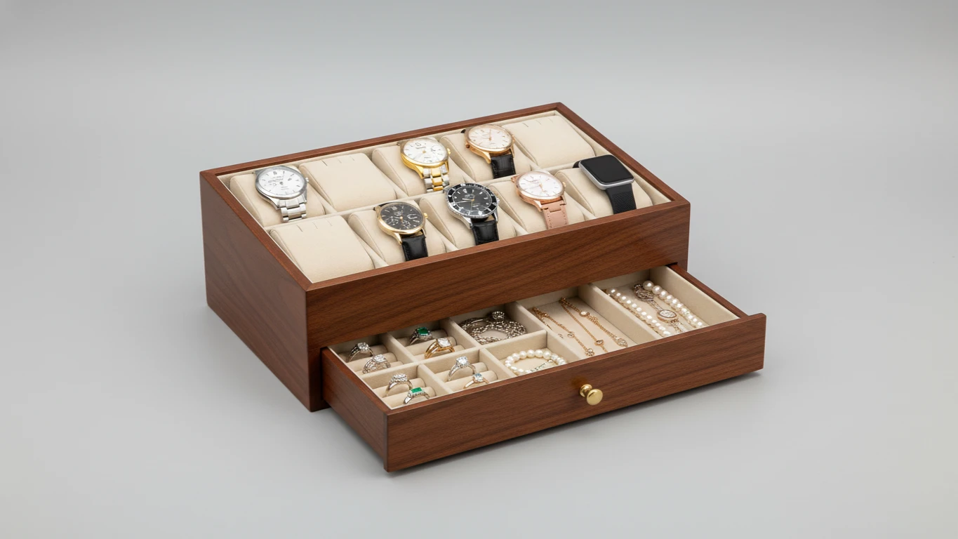 Organizador de Relógios e Joias em Madeira