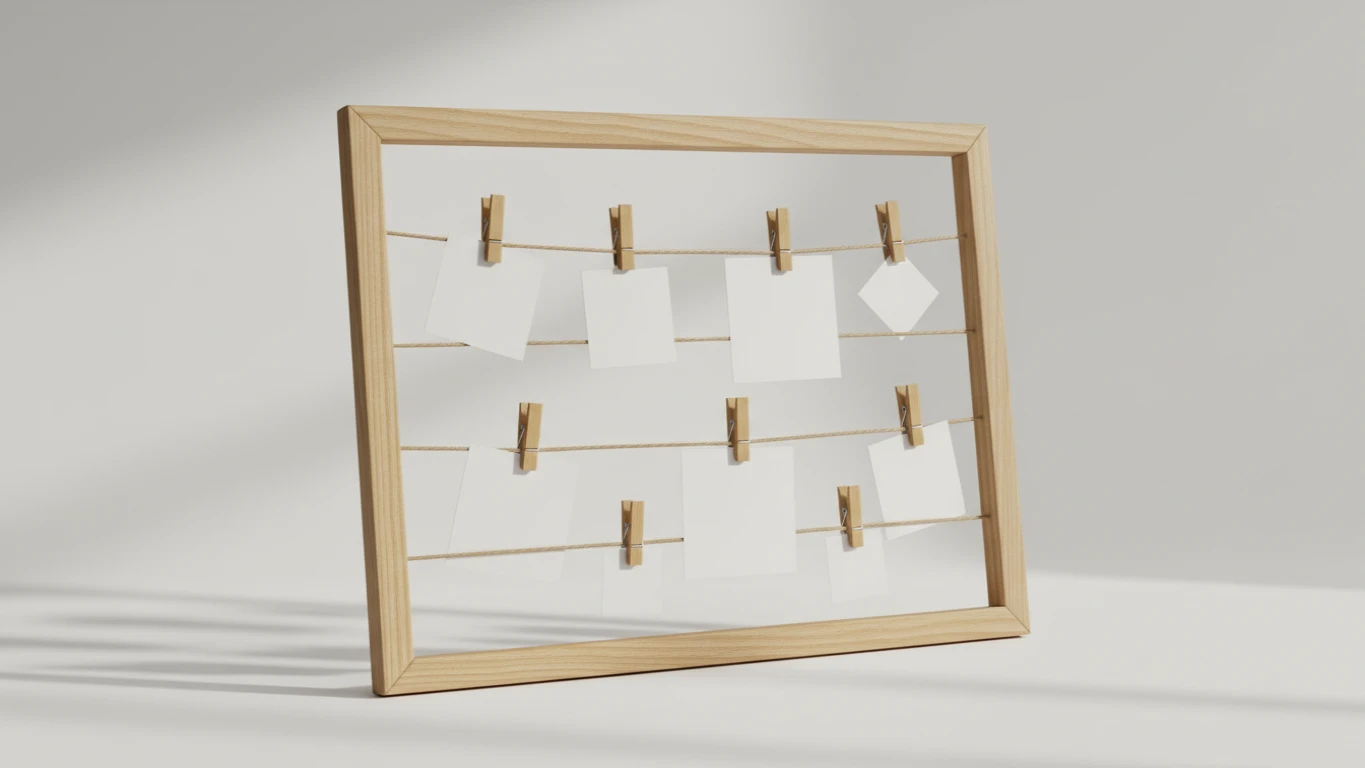 Painel de Fotos em Madeira para Varal