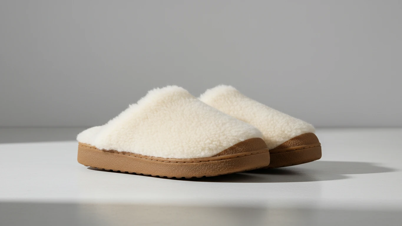 Pantufa Confortável de Lã e Solado de Borracha