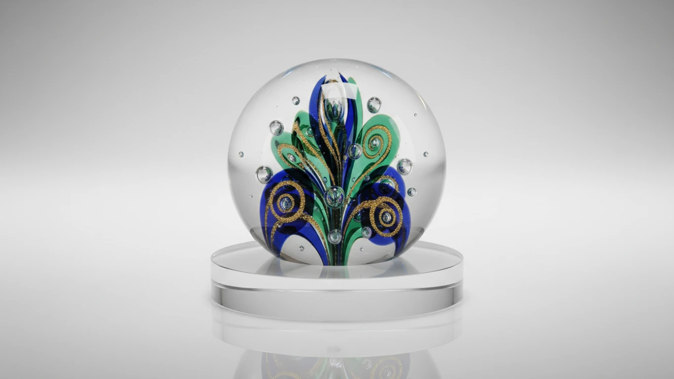 Peso de Papel em Vidro Decorado