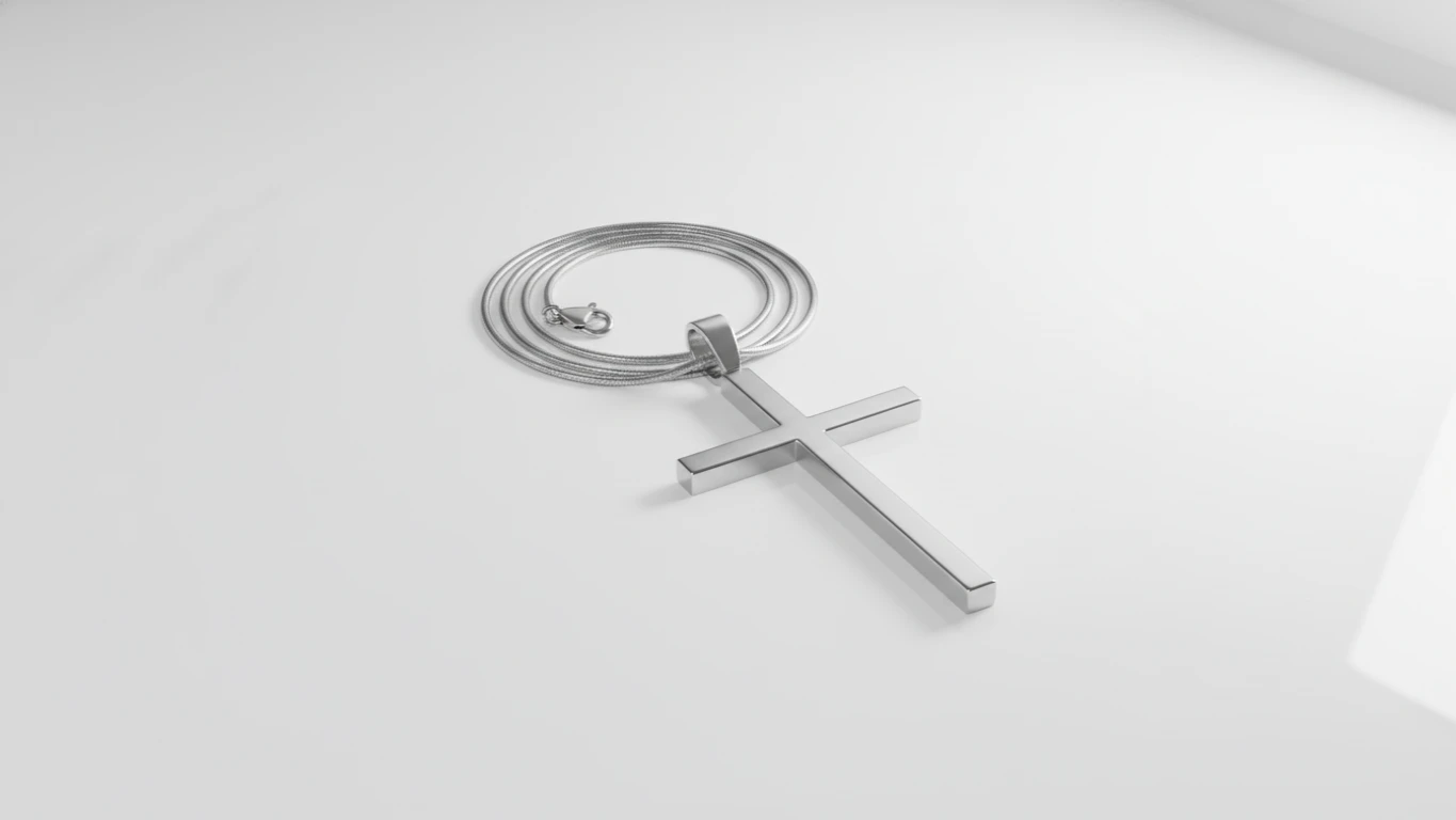 Pingente de Cruz Minimalista em Aço Cirúrgico