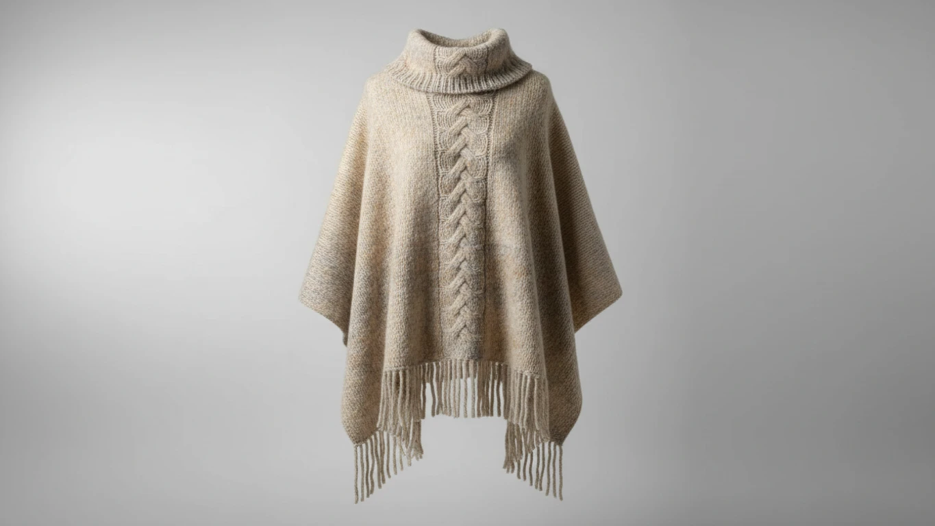 Poncho de Lã Natural