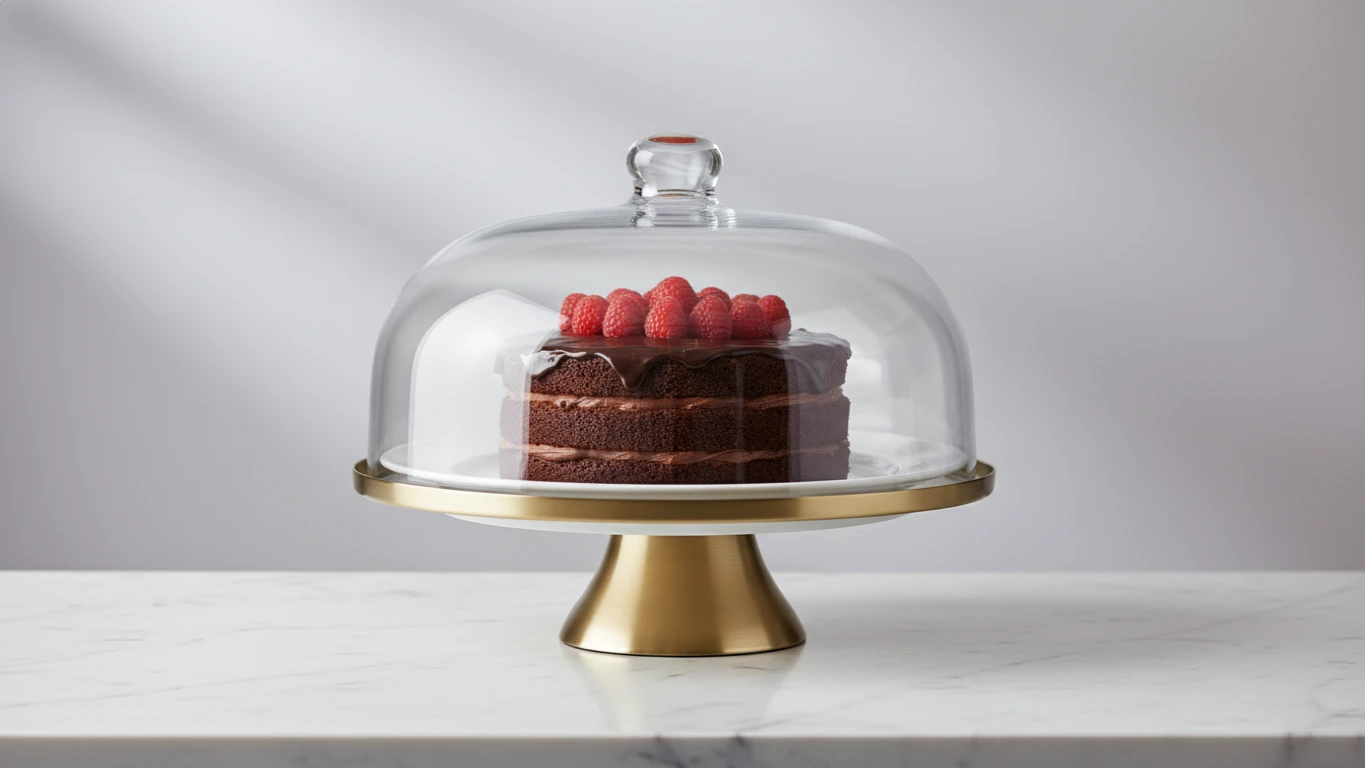 Porta-Bolos com Prato e Cúpula de Vidro