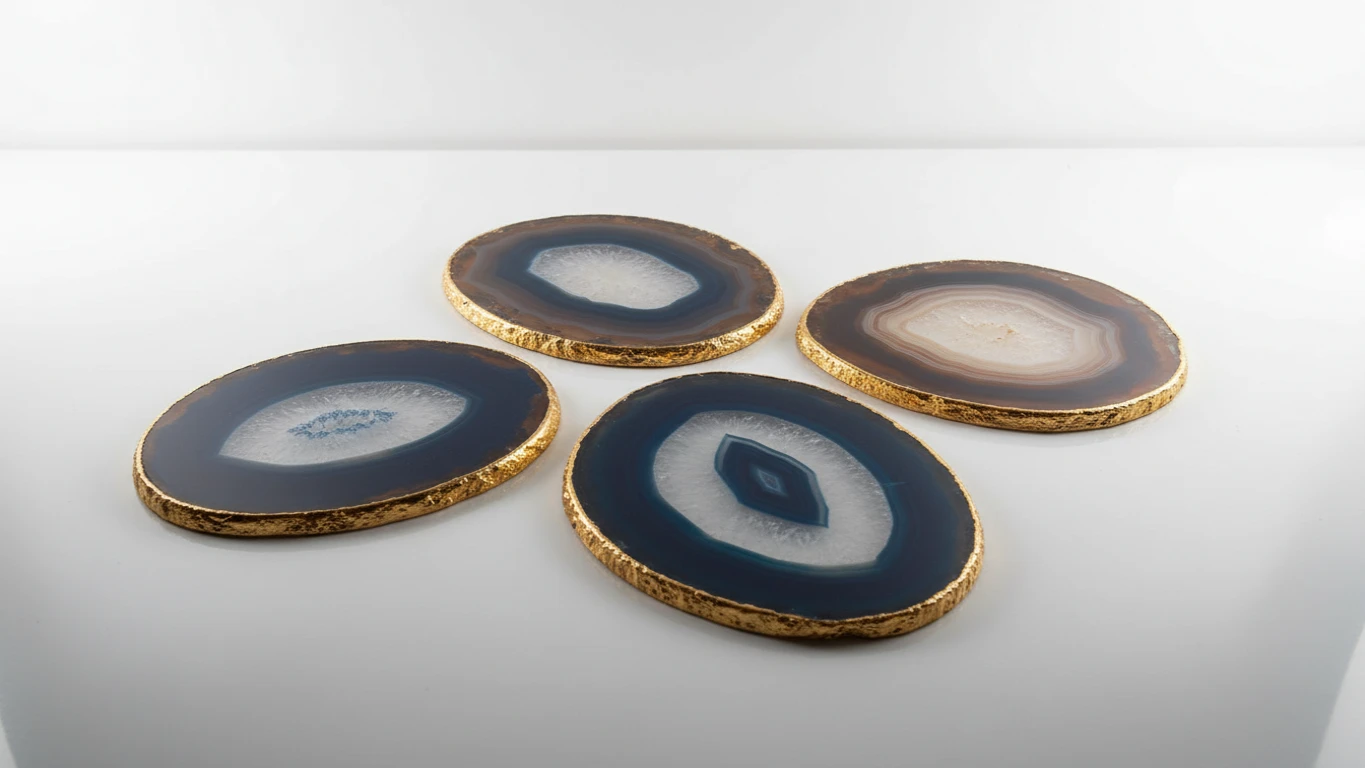 Porta-Copos em Pedra Ágata Natural