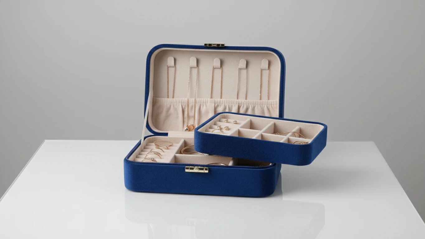 Porta-Joias de Veludo com Divisórias Inteligentes
