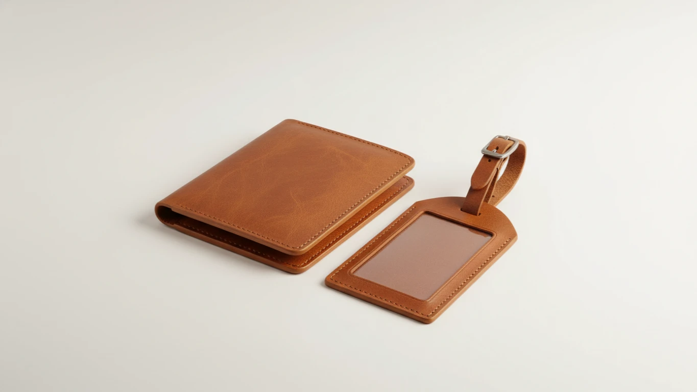 Porta-Passaporte e Tag de Mala em Couro