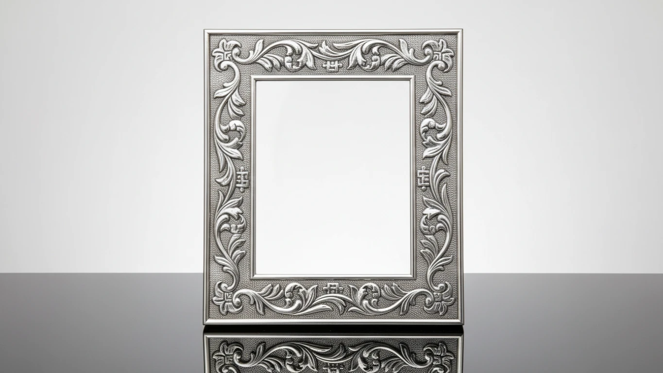 Porta-Retrato de Prata com Relevo