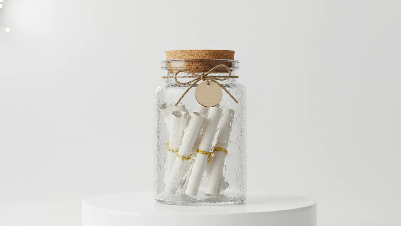 Pote de Vidro com Mensagens Bíblicas Diárias