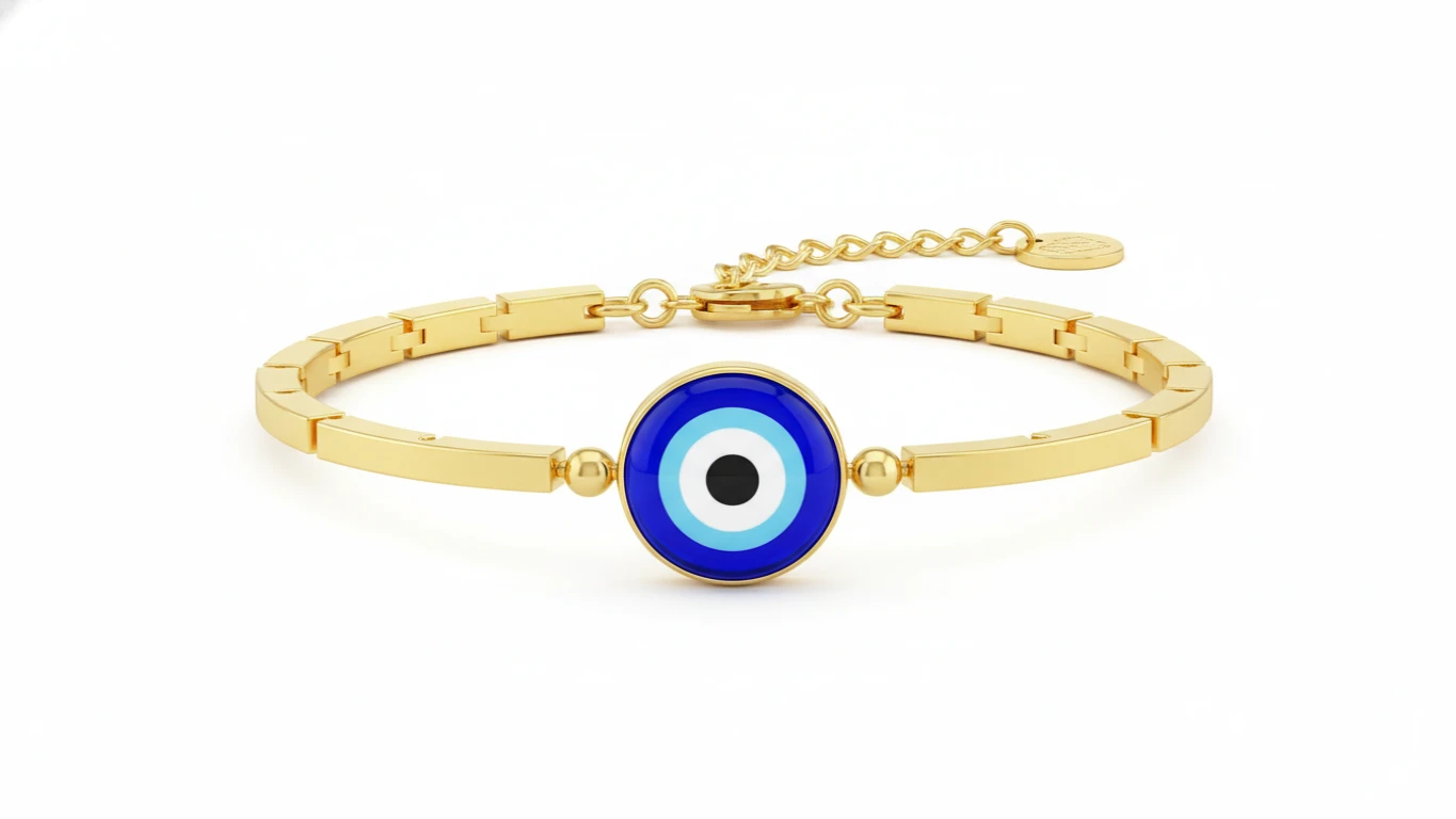 Pulseira de Proteção em Ouro com Olho Grego
