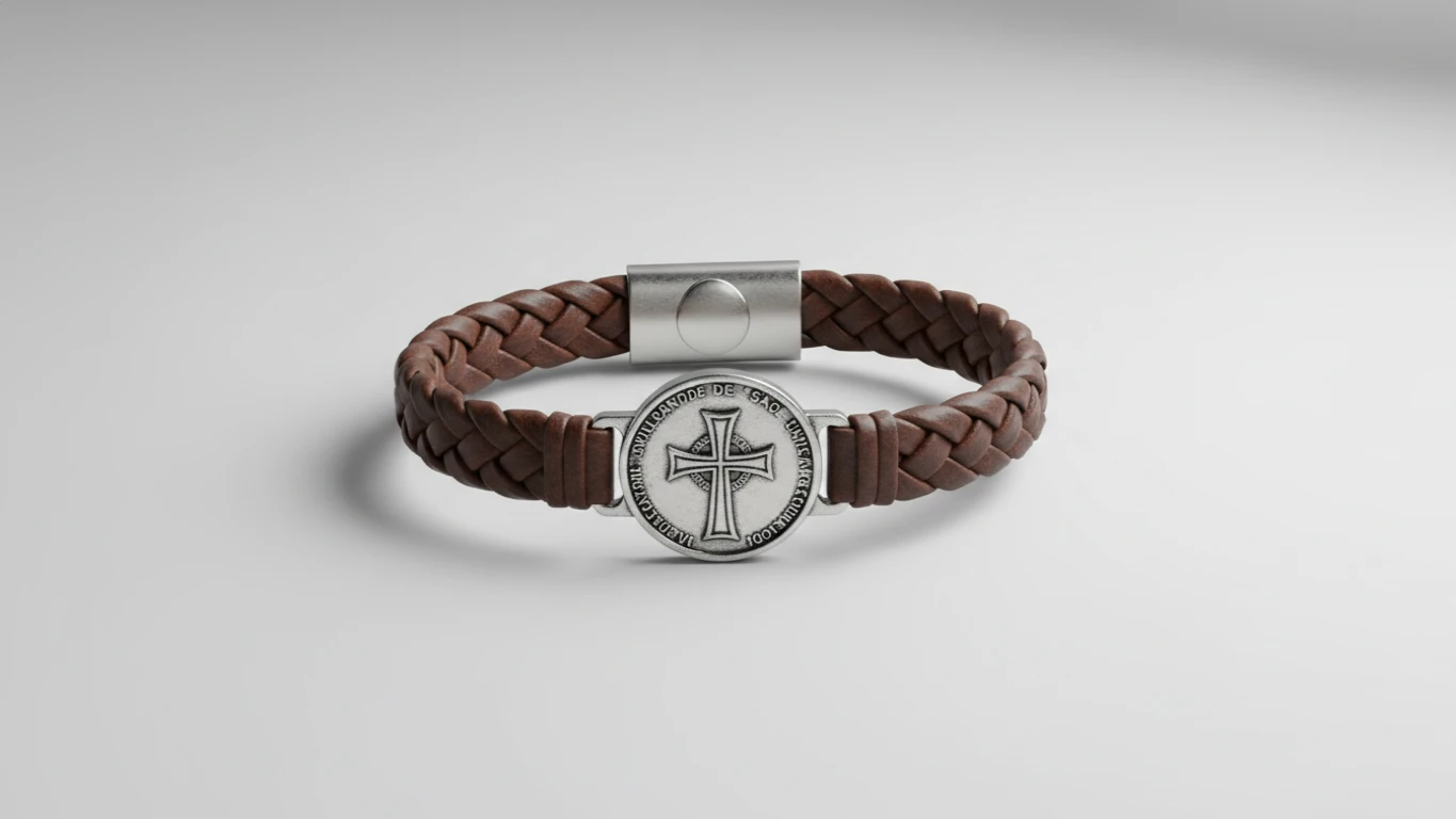 Pulseira de São Bento em Couro Legítimo