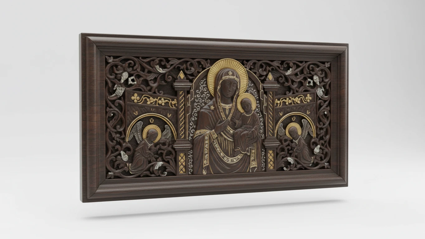 Quadro Decorativo de Arte Sacra em Madeira