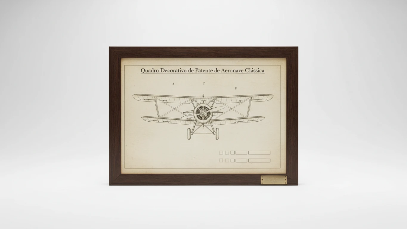 Quadro Decorativo de Patente de Aeronave Clássica