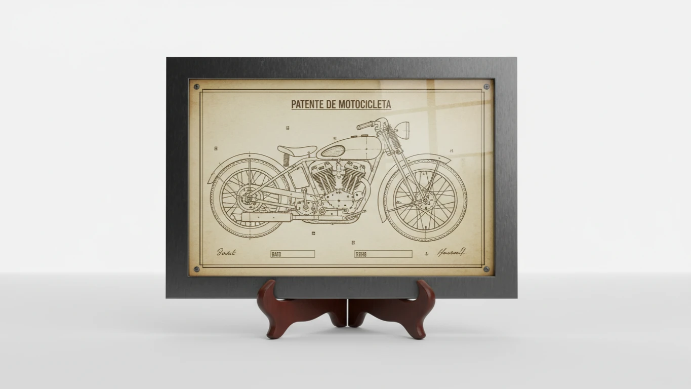 Quadro Decorativo de Patente de Motocicleta