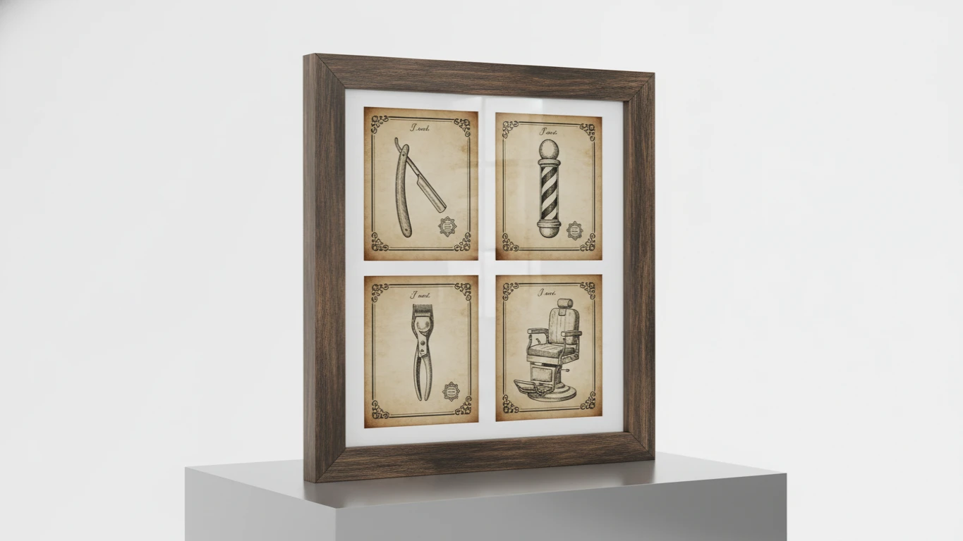 Quadro Decorativo de Patentes de Barbearia