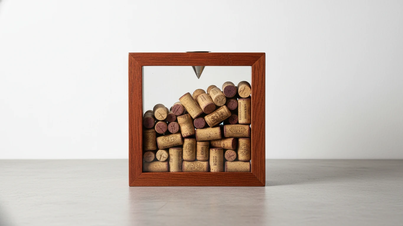 Quadro Porta-Rolhas em Madeira e Vidro