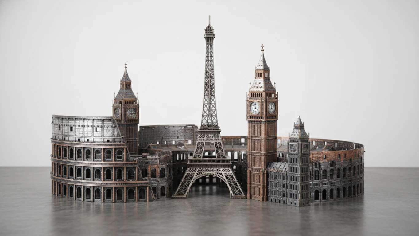 Quebra-Cabeça 3D de Edifícios Históricos em Metal