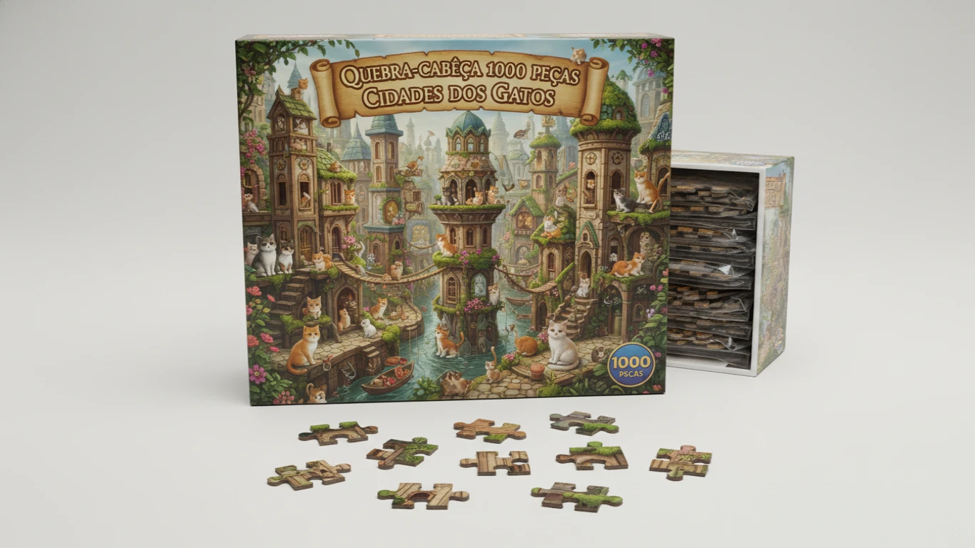 Quebra-cabeça 1000 Peças Cidades dos Gatos